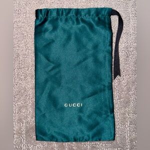 Gucci Emerald Green Satin Sunglasses Storage Drawstring Pouch Dust Bag